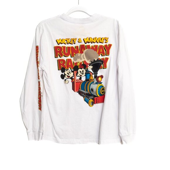 White Size S Mickey & Minnie Runaway Railway Disney Long Sleeve Graphic Tee - Picture 5 of 8